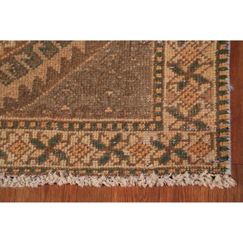 Geometric Bakhtiari Persian Runner Rug Handmade Wool Carpet - 3'4"x 9'6"