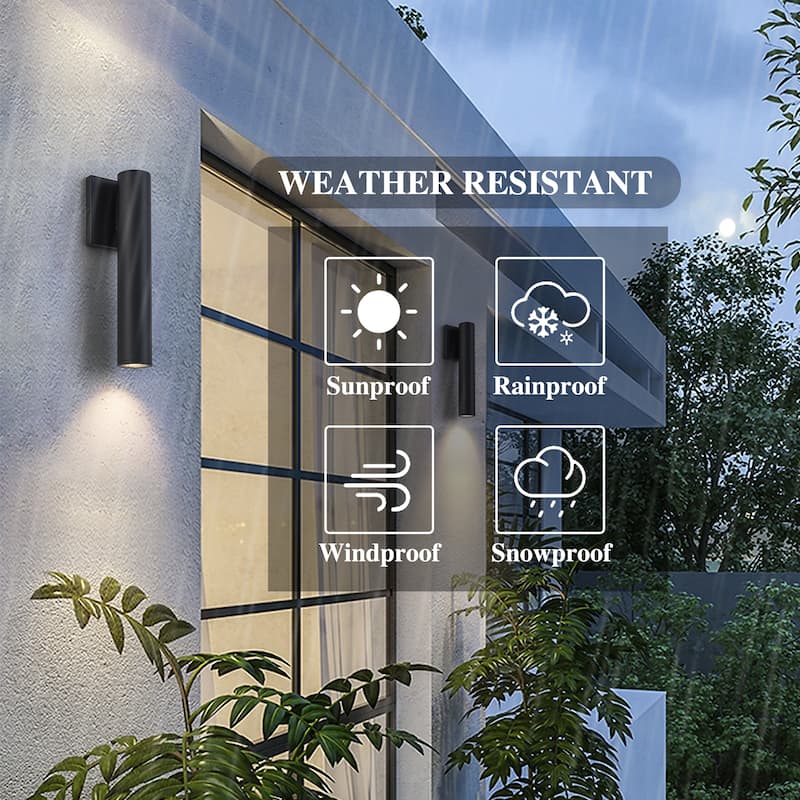 12.4" Outdoor Linear Integrated LED Wall Sconce - H12.4" x W3.4" x D4.5"