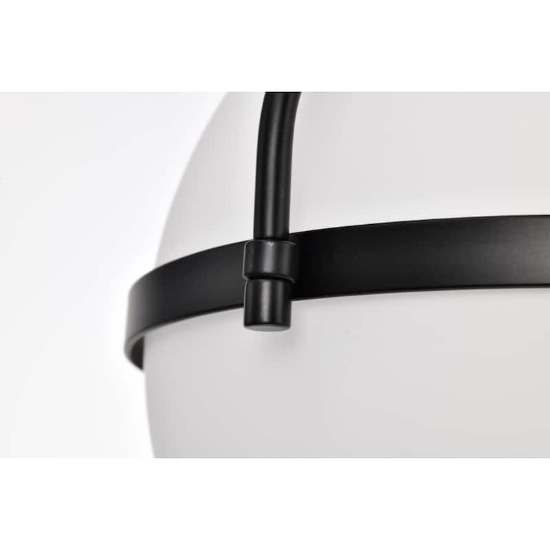 Matte Black Contemporary Semi-Flushmount Ceiling Lamp Metal with Frosted Globe