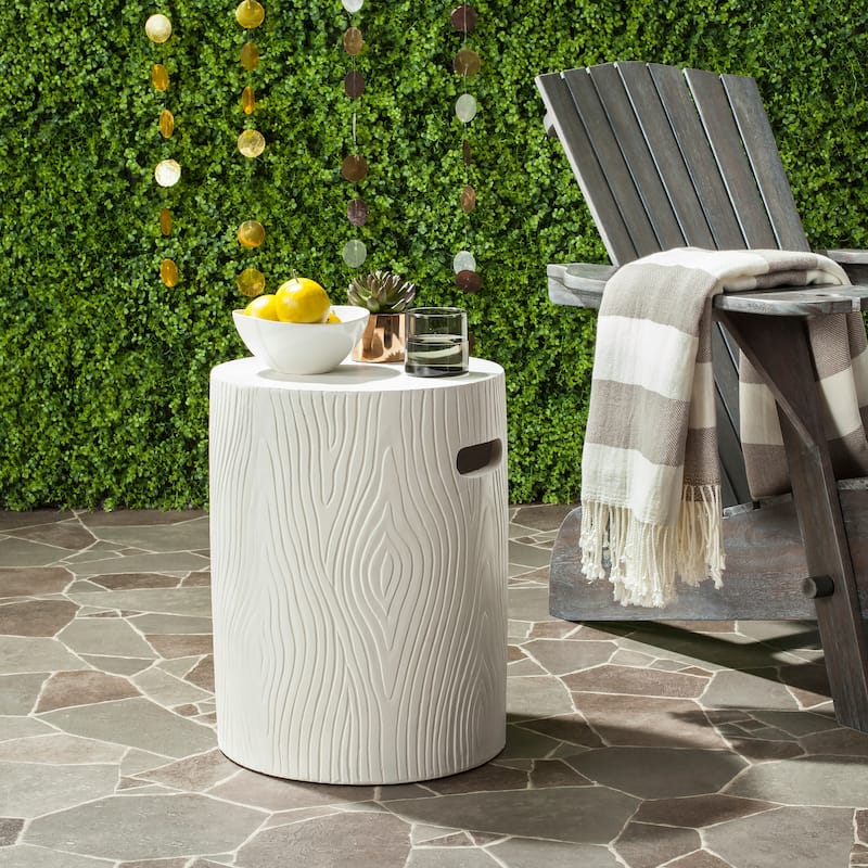 SAFAVIEH Trunk Concrete Indoor/ Outdoor Accent Table (Ivory) - 14.9" x 14.9" x 16.5"