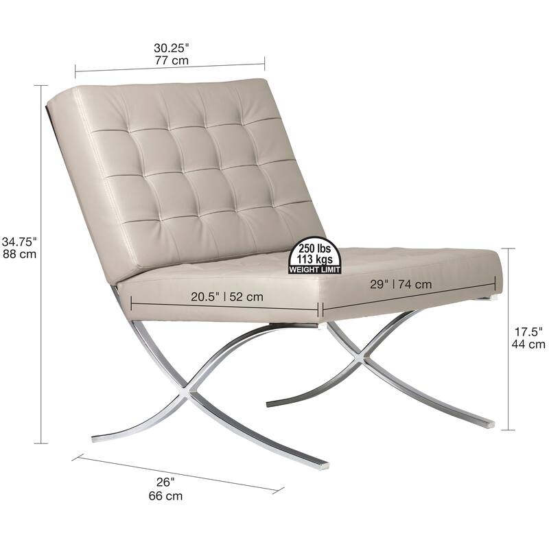 Attriom Bonded Leather and Metal Armless Mid Century Accent Chair - 30.25 x 26 x 34.75"
