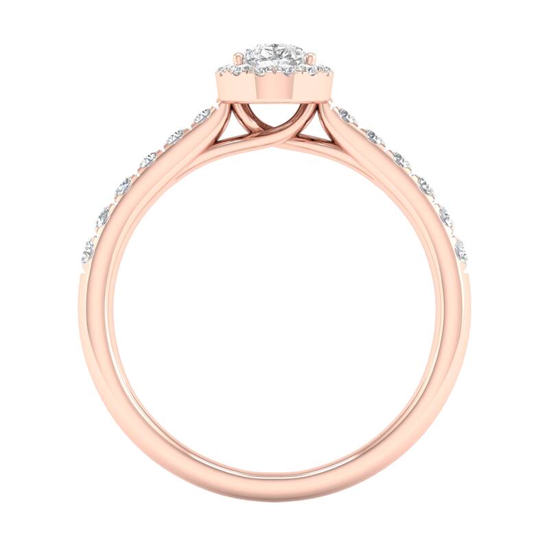 3/4ct TDW Diamond Pear Shape Halo Engagement Ring in 10k Gold for Women