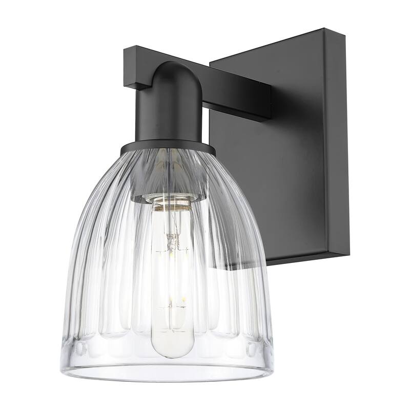 Innovations Lighting 716-1W-12-6 Brookfield Sconce Brookfield 12" Tall - Matte Black / Clear