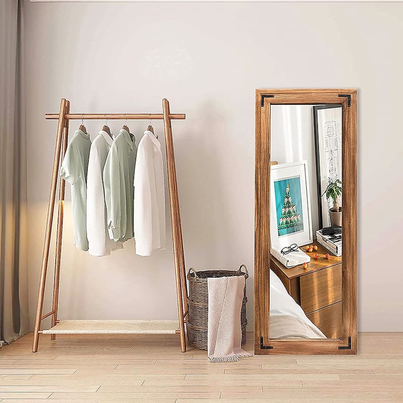 Farmhouse Rustic Wooden Framed Full Length Floor Mirror - 65"x24"