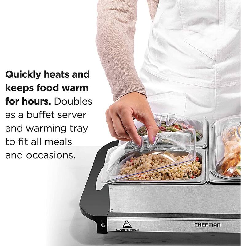 Chefman Electric Buffet Server + Warming Tray, Stainless Steel