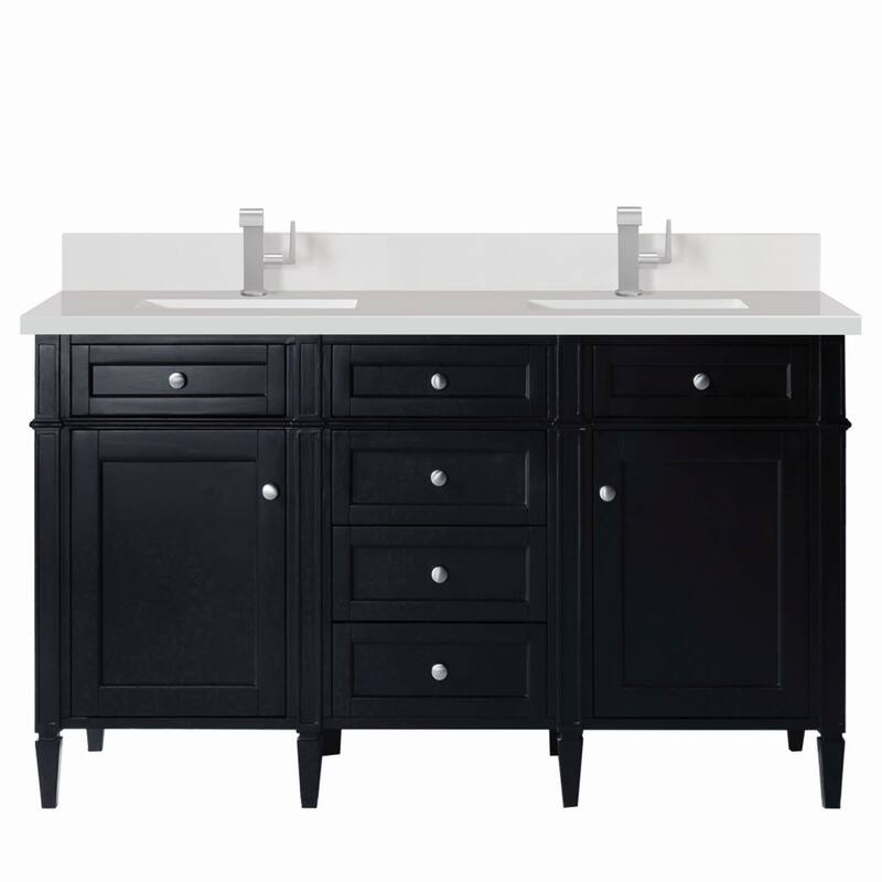 James Martin Vanities 650-V60D-1WZ Brittany 60" Double Basin Poplar - Black Onyx