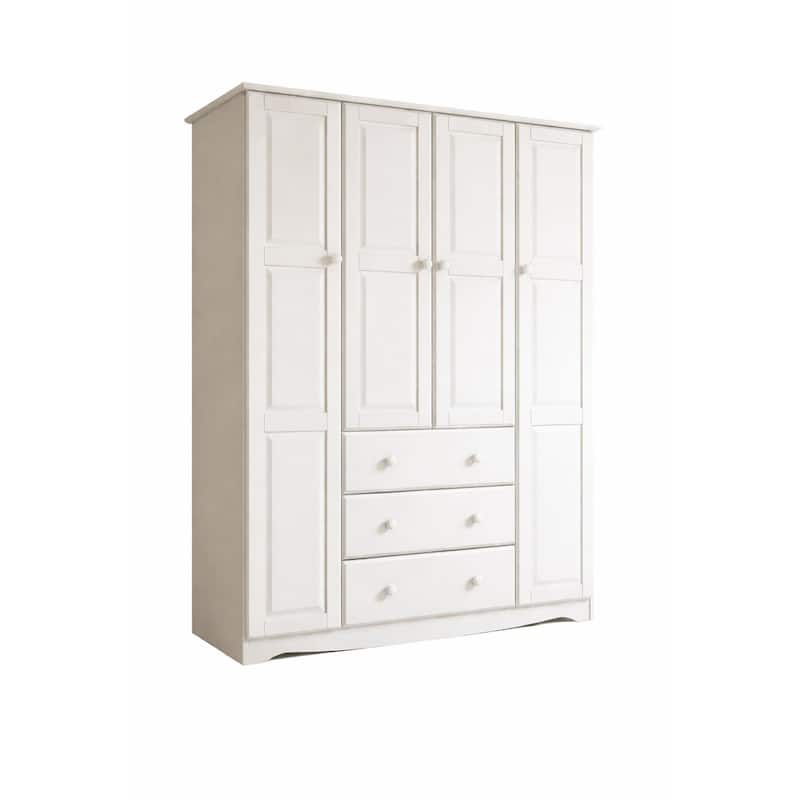 Palace Imports 100% Solid Wood Family 4-Door Wardrobe Armoire with Metal or Wooden Knobs