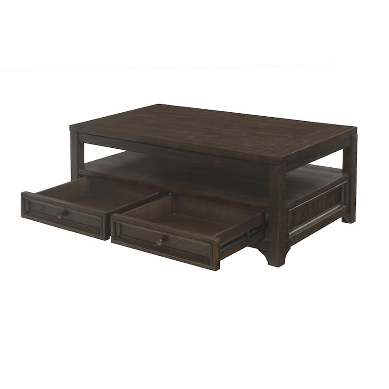Jasper Lift-Top 2-drawer Solid Wood Coffee Table