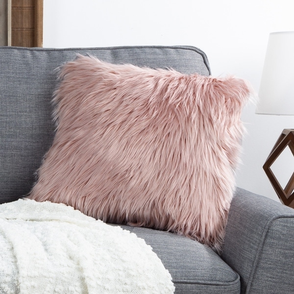 Hastings Home 18 Inch Himalayan Faux Fur Pillow On Sale Bed