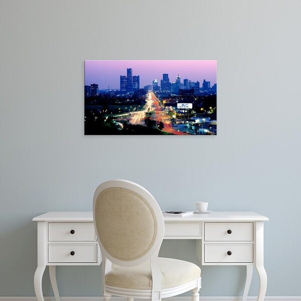 Easy Art Prints Panoramic Image 'Skyscrapers in a city, Jefferson Avenue, Detroit, Wayne County, Michigan' Canvas Art