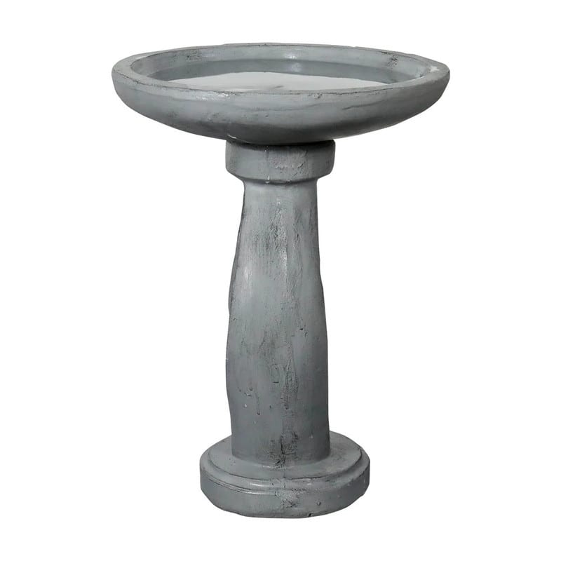 SunJet 21.8" Tall Modern Concrete Garden Bird Bath - 21.8'' H X 16'' W X 16'' D