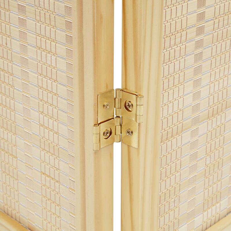 Roundhill Furniture Inkwell 4-Panel Bamboo Room Divider, Folding Portable Partition Screen