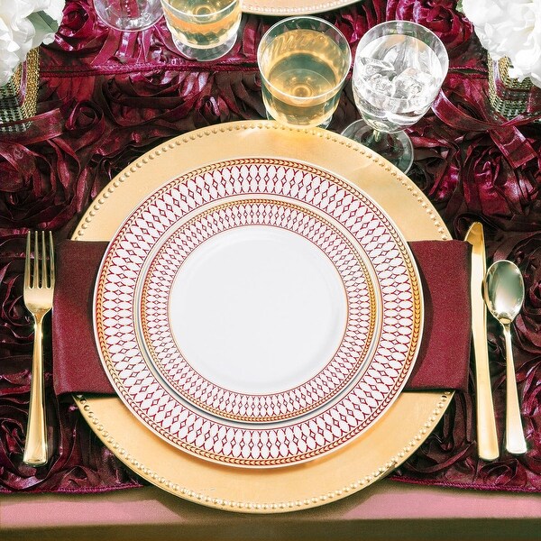 Elegant Gold Chord Rim Disposable Plastic Plate Packs Party
