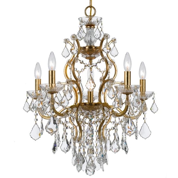 slide 2 of 7, Filmore 6 Light Crystal Gold Chandelier - 23'' W x 25'' H 23'' W x 25'' H
