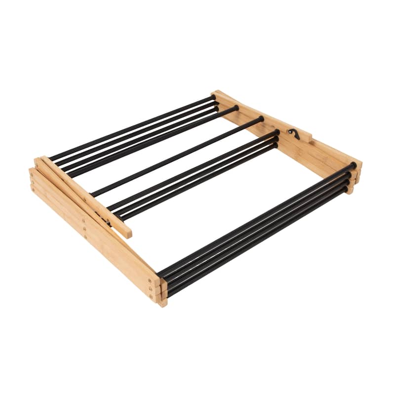 Household Essentials Bamboo Folding Clothes Drying Rack with 13 Coated Dowels - 23.8"L x 14.3"W x 39.5"H