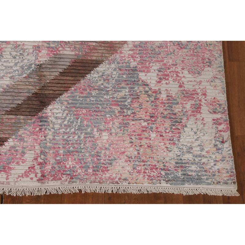 Striped Abstract Oriental Area Rug Handmade Wool Carpet - 5'8" x 7'10"