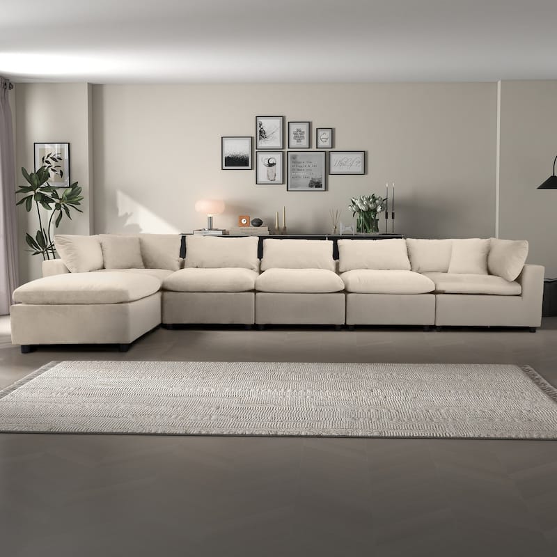 GDFStudio - Hayward Velvet 6-Seater Modular Sectional Sofa