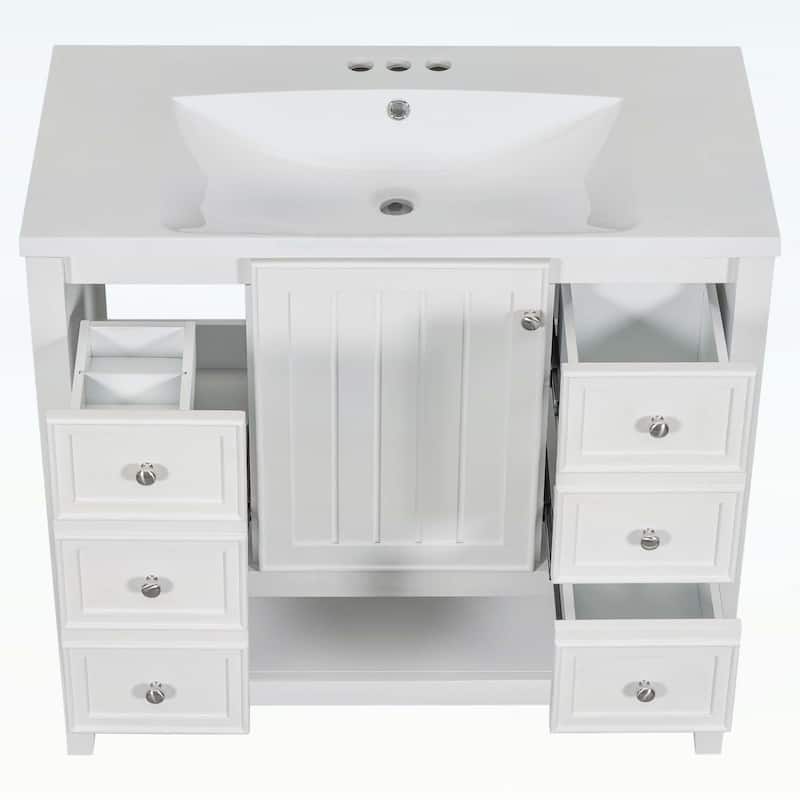 Bathroom Vanity with Sink,Cabinet,and Drawers,Open Shelf