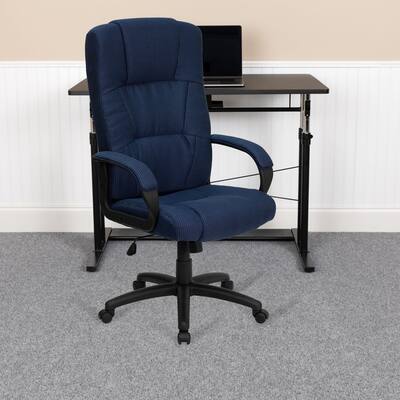 High Back Beige Fabric Executive Swivel Office Chair with Arms