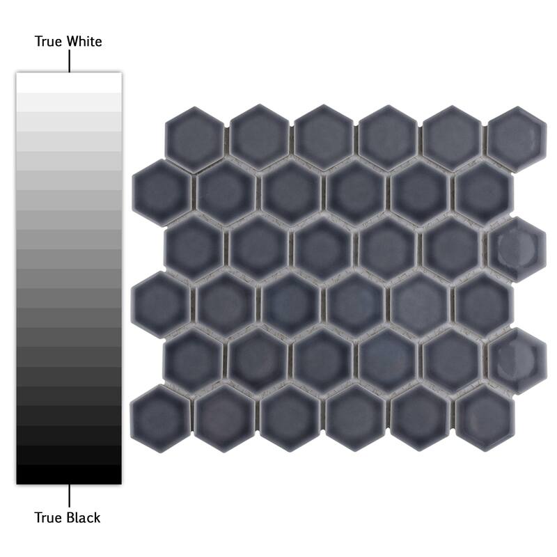 Merola Tile Hudson Due 2" Hex Storm Grey 10-7/8" x 12-5/8" Porcelain Mosaic Floor and Wall Tile