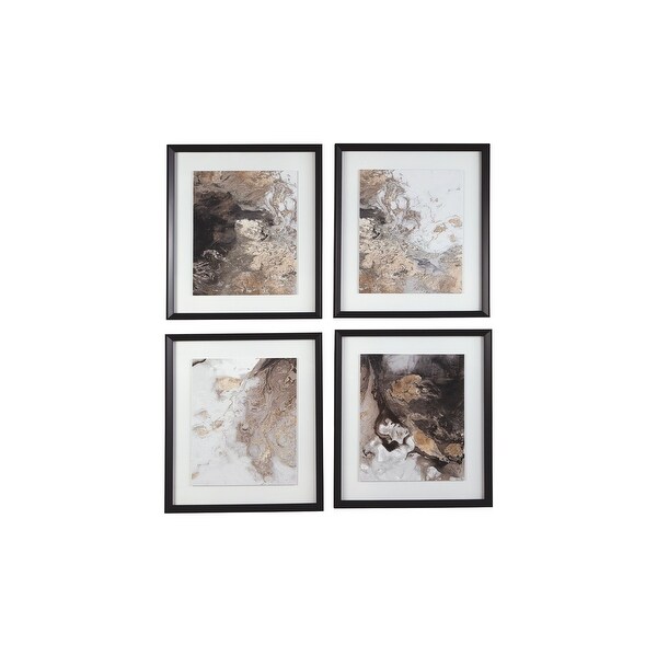 Abstract Design Rectangular Wall Art, Set of 4, Multicolor Overstock