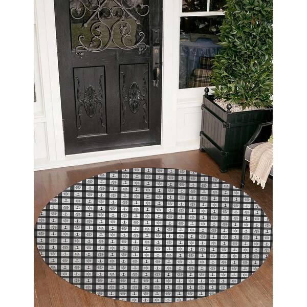 ANCHOR GALORE BLACK AND WHITE Doormat By Kavka Designs Bed Bath