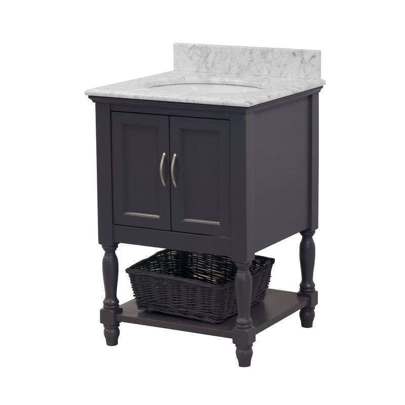 KitchenBathCollection Beverly 24" BathroomVanity w/ Carrara Marble Top