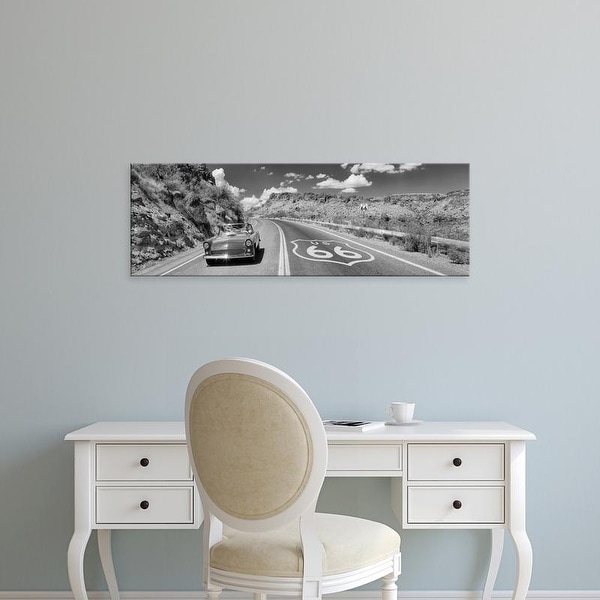 Easy Art Prints Panoramic Images's 'Vintage car moving on the road, Route 66, Arizona, USA' Premium Canvas Art