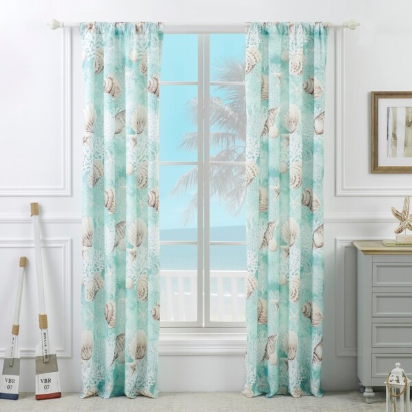 Barefoot Bungalow Ocean Turquoise Curtain Panel Pair (Set of 2) - On ...