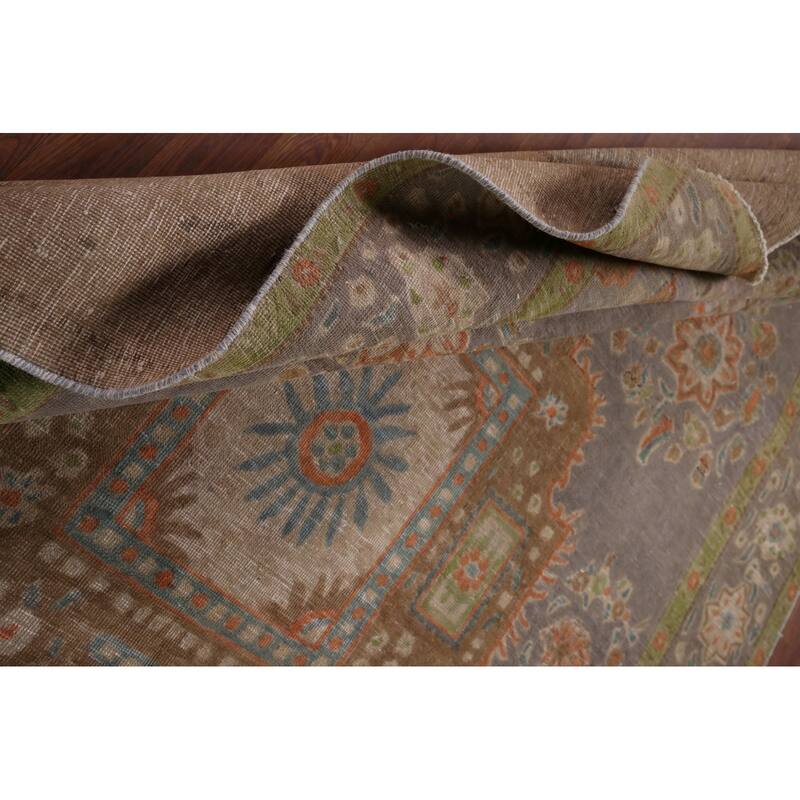 Gray Distressed Tabriz Vintage Persian Rug Hand-Knotted Wool Carpet - 6'7" x 9'8"