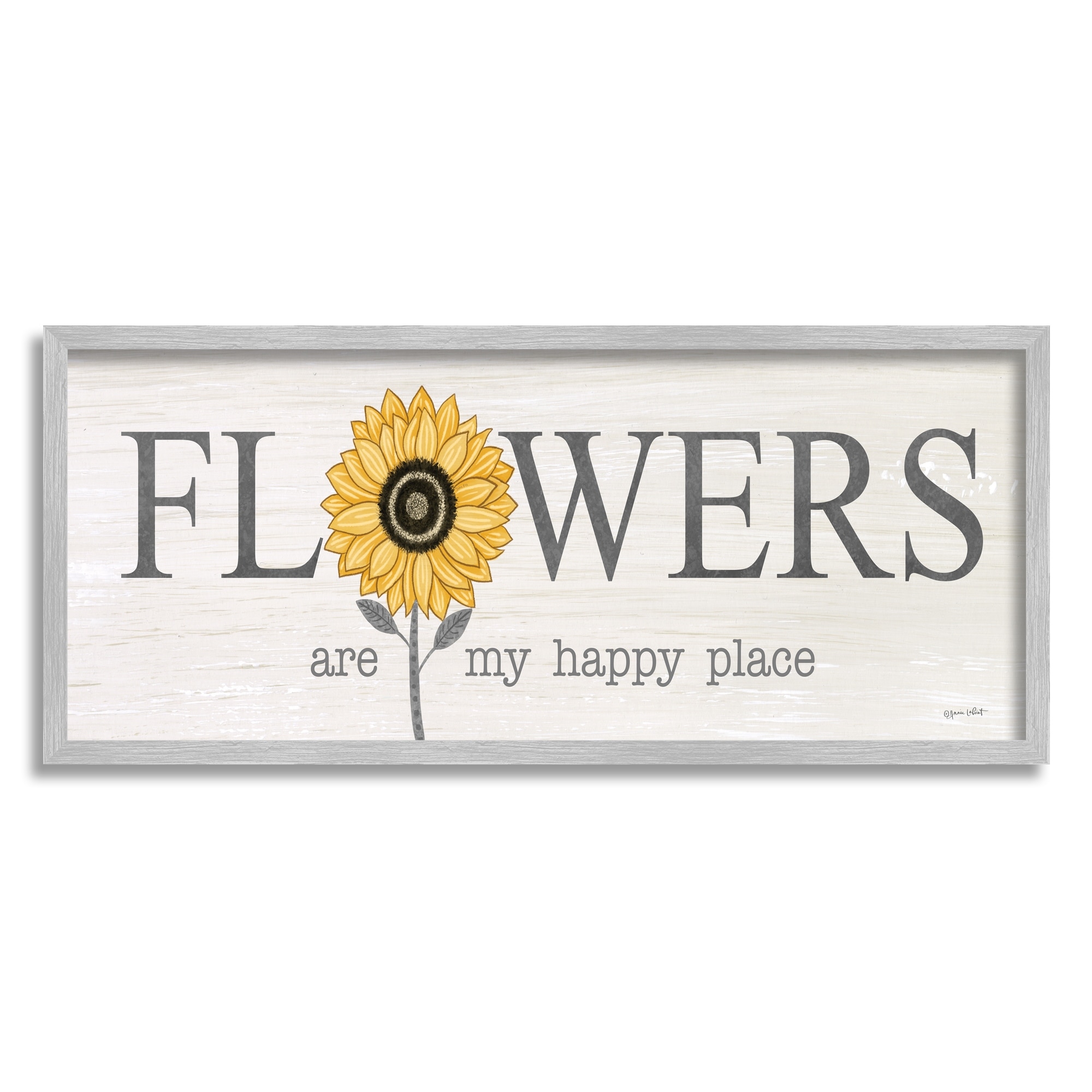 Stupell Flowers My Happy Place Sunflower Wall Plaque Art by Annie LaPoint - 17 x 7