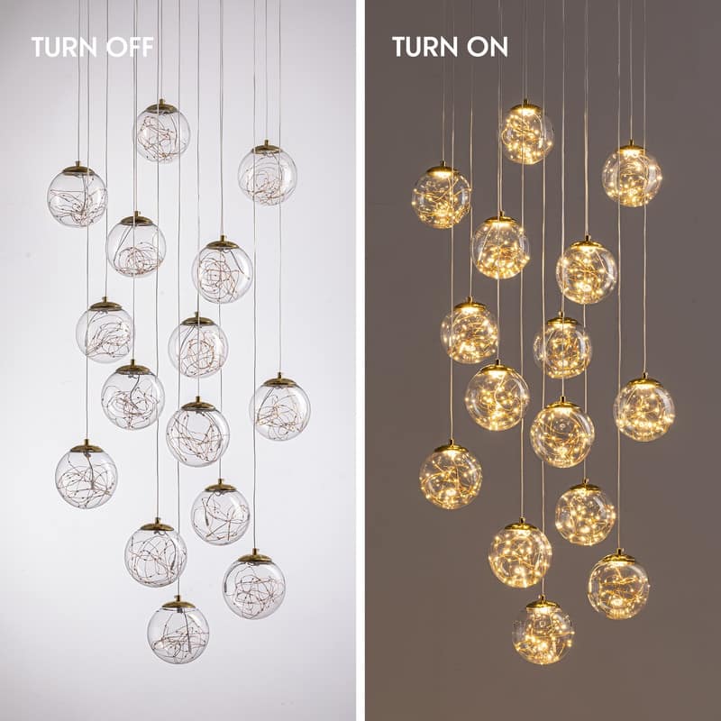 15-Light LED Staircase Chandelier Crystal Ceiling Lights Large Chandeliers for High Ceilings, Entryway Modern Lighting Fixture