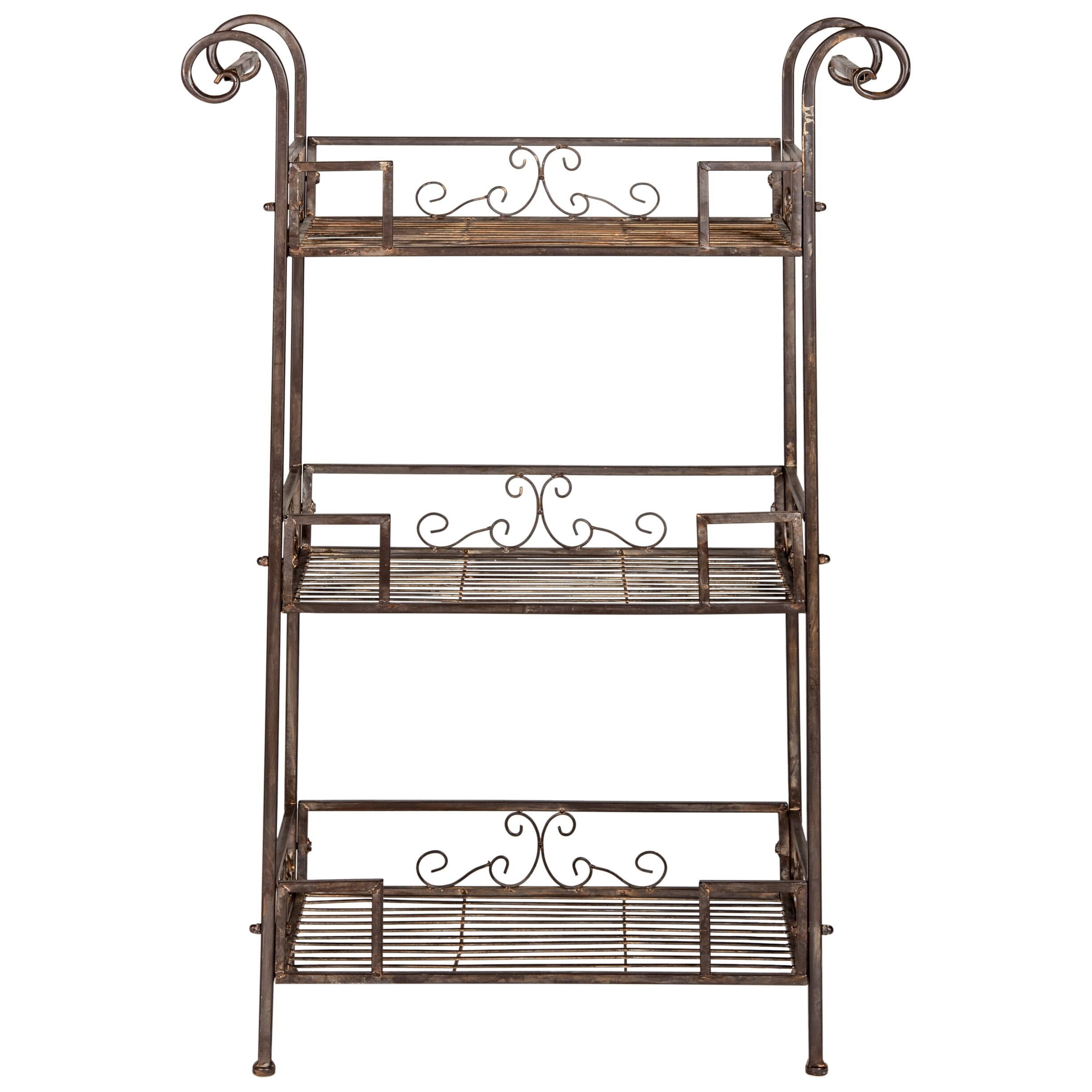 SAFAVIEH Outdoor Abigale Victorian Scroll Iron 3-Tier Shelf - 28