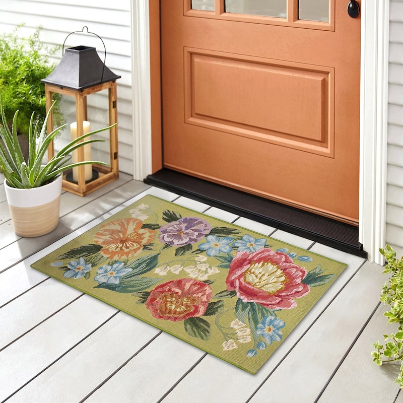 Liora Manne Esencia Secret Garden Indoor/Outdoor Mat - 2'5" x 3'11" - Green