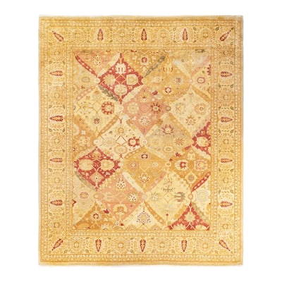 Overton Hand Knotted Wool Vintage Inspired Modern Contemporary Eclectic Ivory Area Rug - 8' 4" x 10' 4"