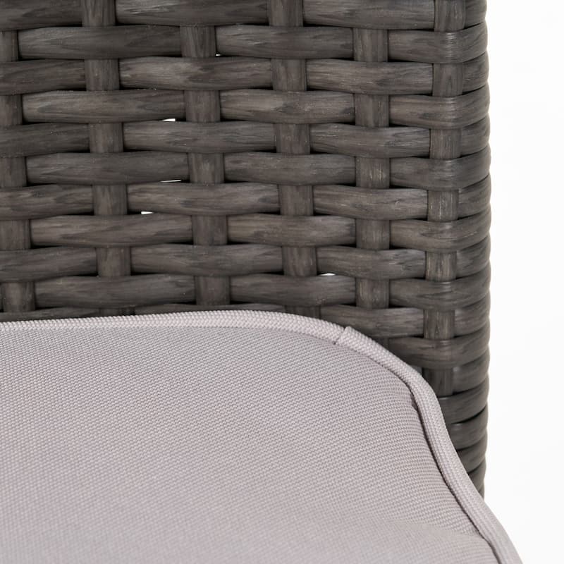 Roomfitters Outdoor PE Rattan Stacking Dining Chairs with Cushions, Patio Furniture Set of 4, Grey