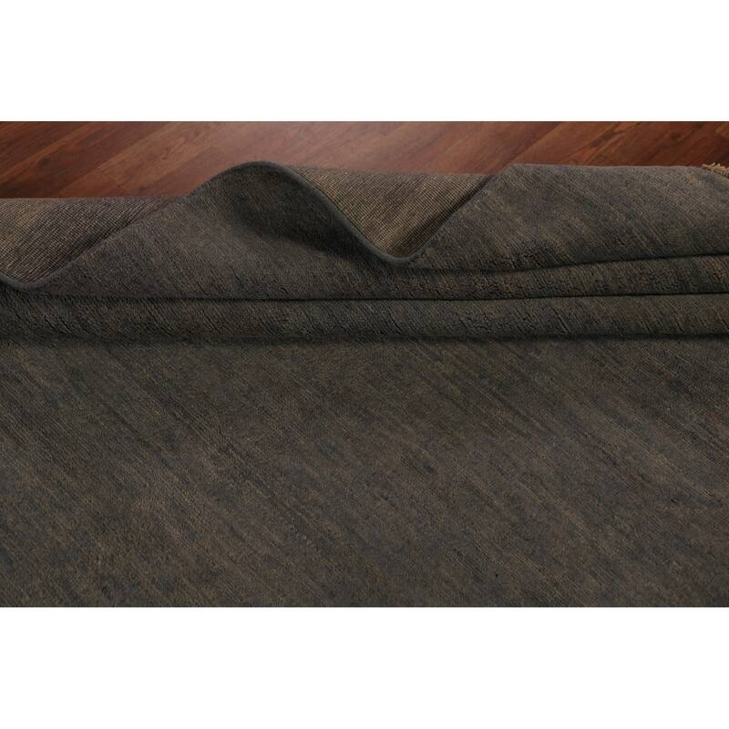 Gray Gabbeh Modern Area Rug Hand-Knotted Wool Carpet - 6'4" x 9'10"