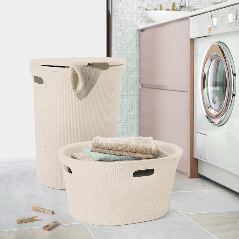 Superio Ribbed Laundry Basket 35 Liter - 17"W x 20.5"D x 10.5"H