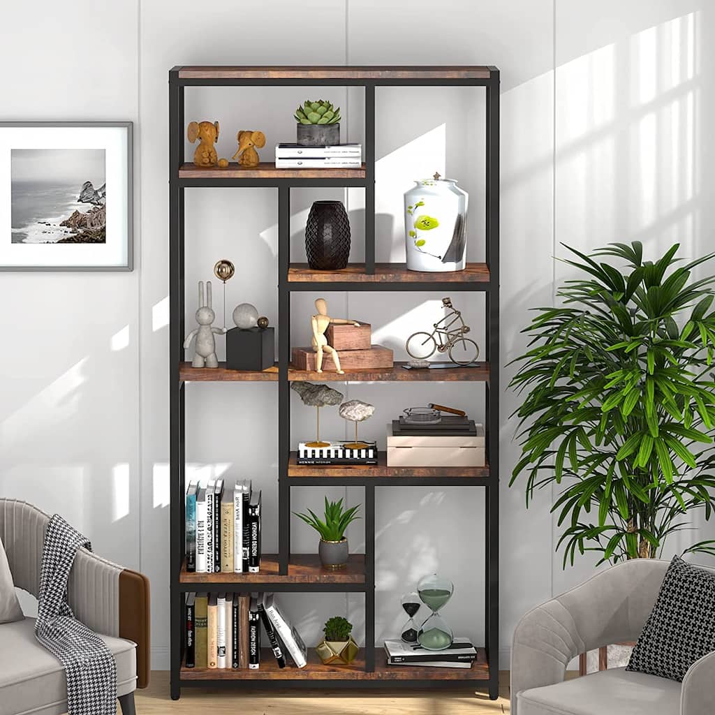 7 Tier Tall Bookshelf Bookcase with 10 Open Storage Shelves - 39.37”(L) x 11.8”(D) x 78.74”(H)