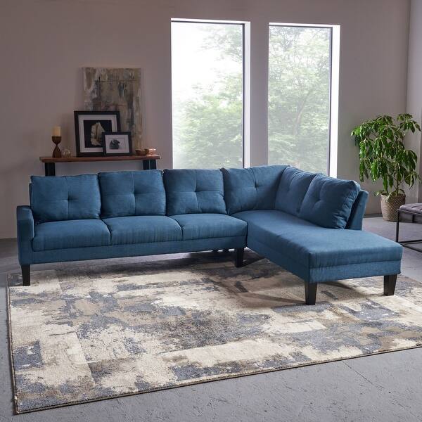 Shop 2pc Navy Blue And Black Contemporary Chaise Sectional Shop 2pc Navy Blue And Black Contemporary Chaise Sectional