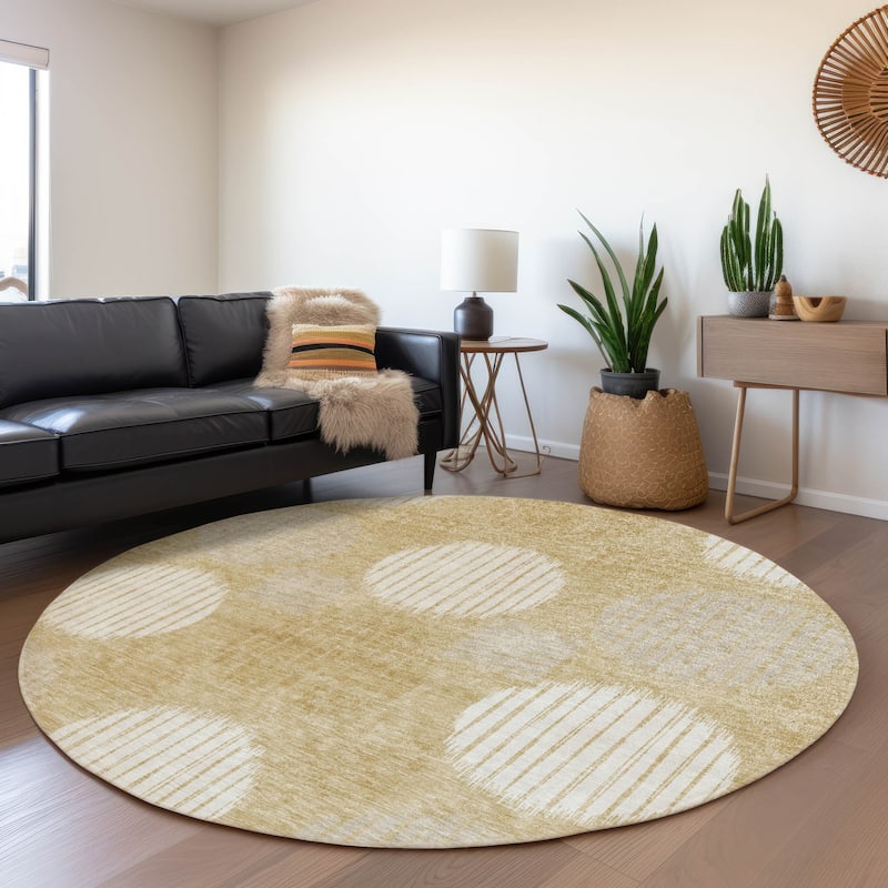 Premium Washable Super Soft Modern Pop Mayfield Rug - Gold - 8' x 8'