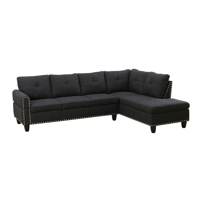 3 Piece Modular Sectional Sofa with Storage Ottoman and Flip Top Table
