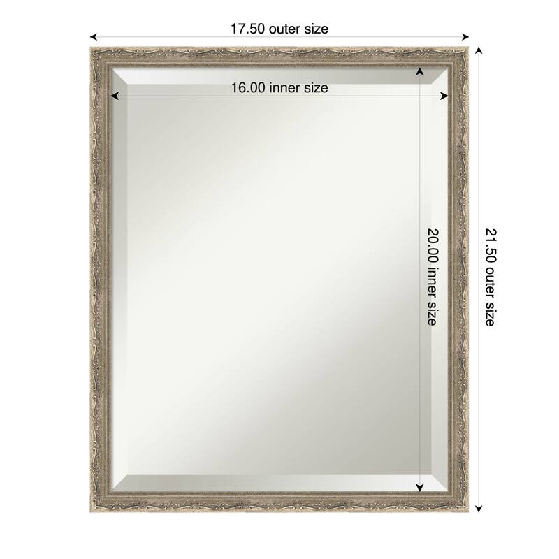 Mila Beveled Wood Framed Bathroom Vanity Wall Mirror - 18 x 22 in - Mila Dark Silver