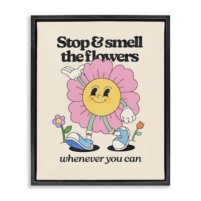 Stupell Vintage Smell The Flowers Framed Floater Canvas Wall Art Design By Victoria Barnes