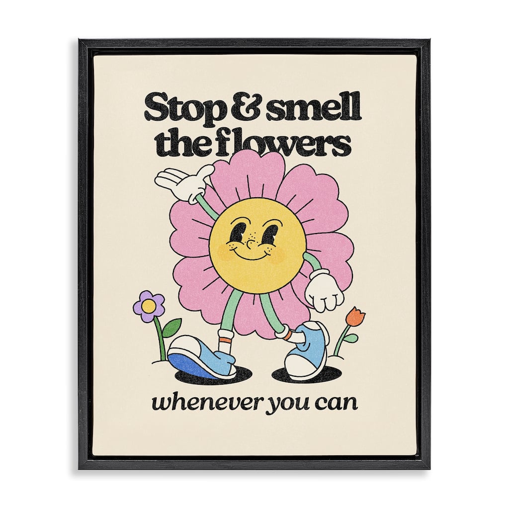 Stupell Vintage Smell The Flowers Framed Floater Canvas Wall Art Design By Victoria Barnes