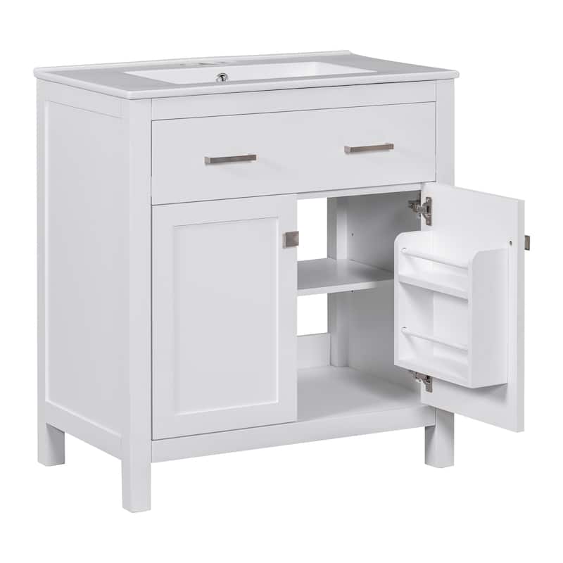 Modern Single Bathroom Vanity with 2 Doors and a Shelf