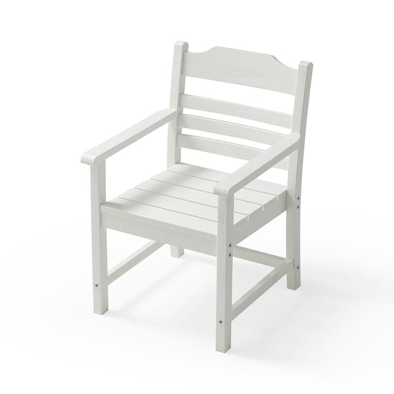 Farmhouse Dining Chair with Armrest Set of 2, Patio Bar Stools, Outdoor Furniture Slat Back Solid Wood Seat Chairs