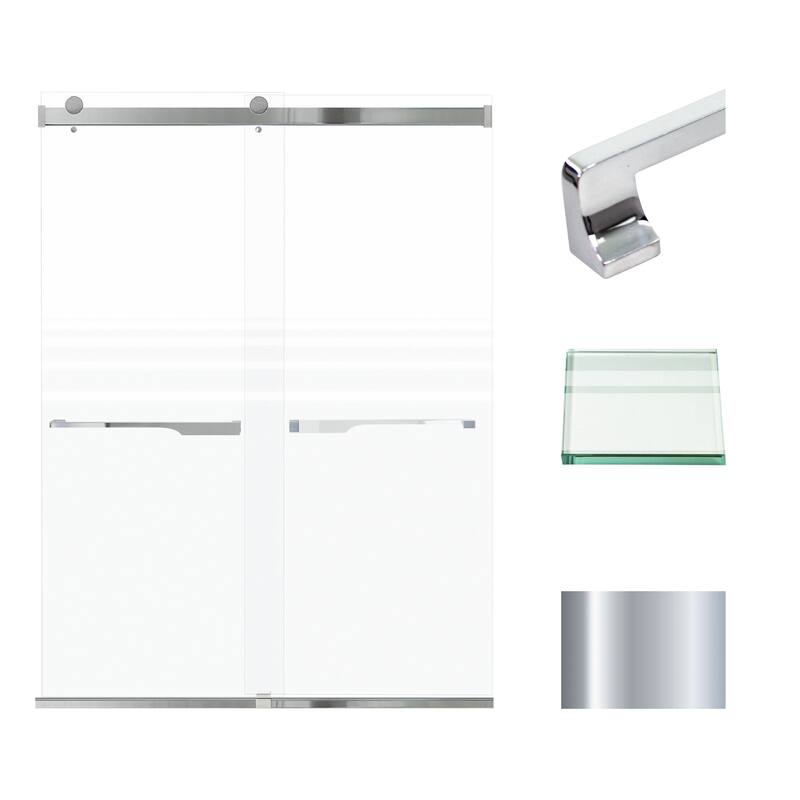 Transolid BRP608008F-J 80" High x 60" Wide Bypass Frameless Shower - Polished Chrome