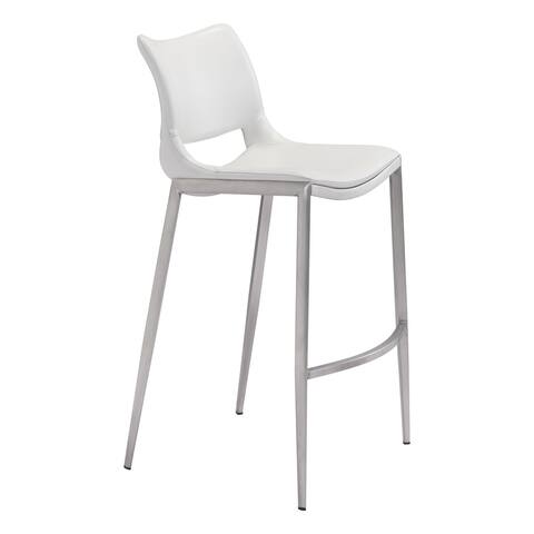 Bison Ranch Bar Chair (Set of 2) White & Silver - N/A