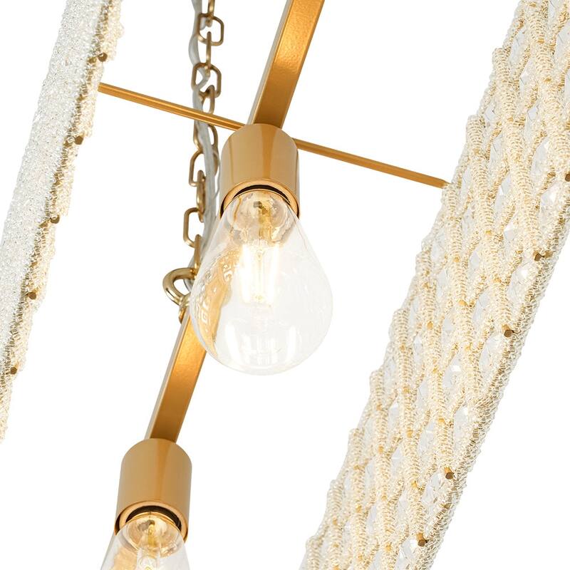 Glam 5-Light Shine Crystal Oval Cage Island Pendant Chandelier 41.7in